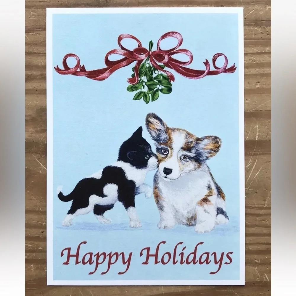 Vintage Doug Landis Kitten And Puppy Dog Christmas Postcard Junk Journaling